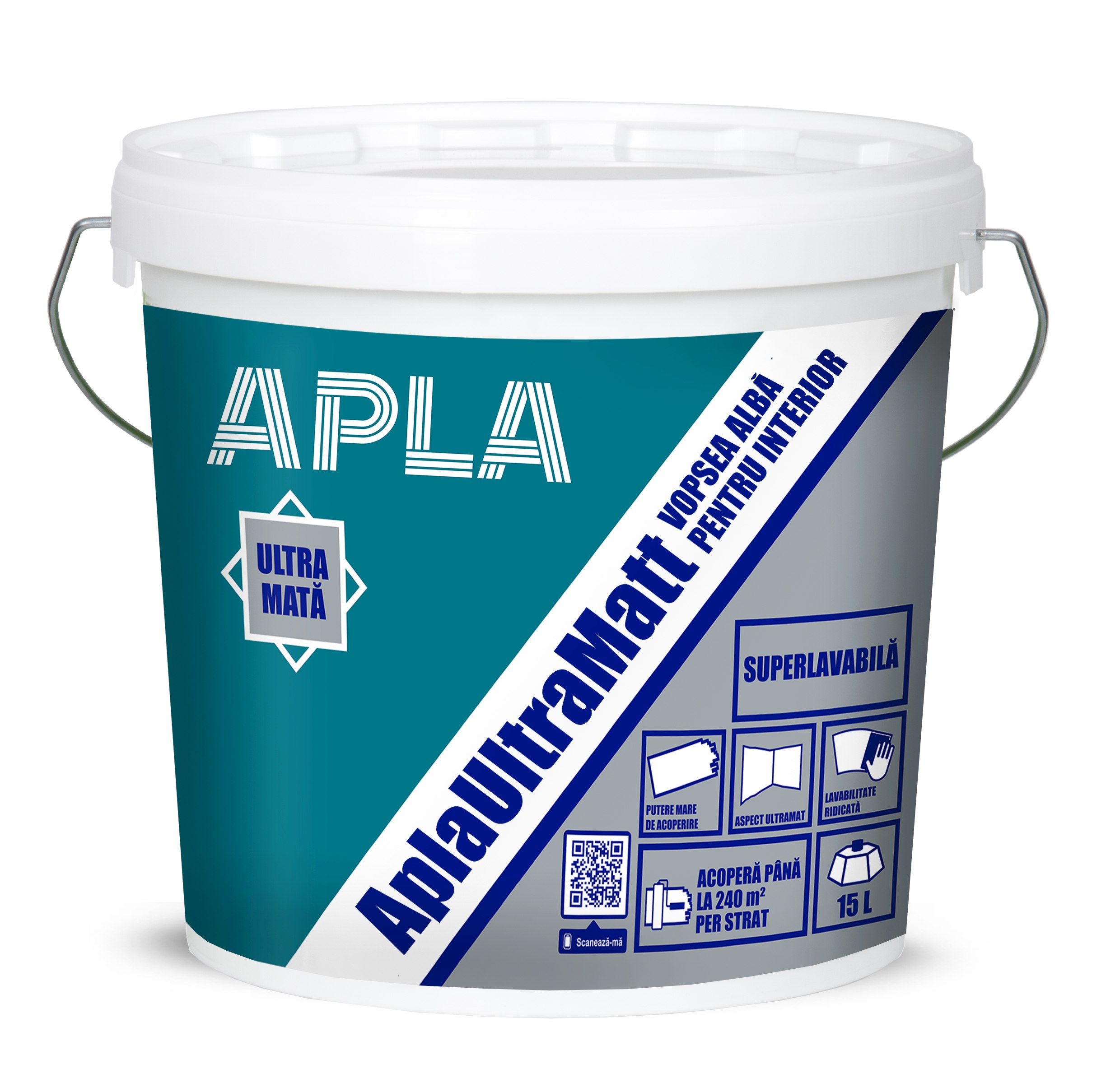 AplaLux K 9L Vopsea Lavabila Apla Ultramat Int 15L - imagine 1